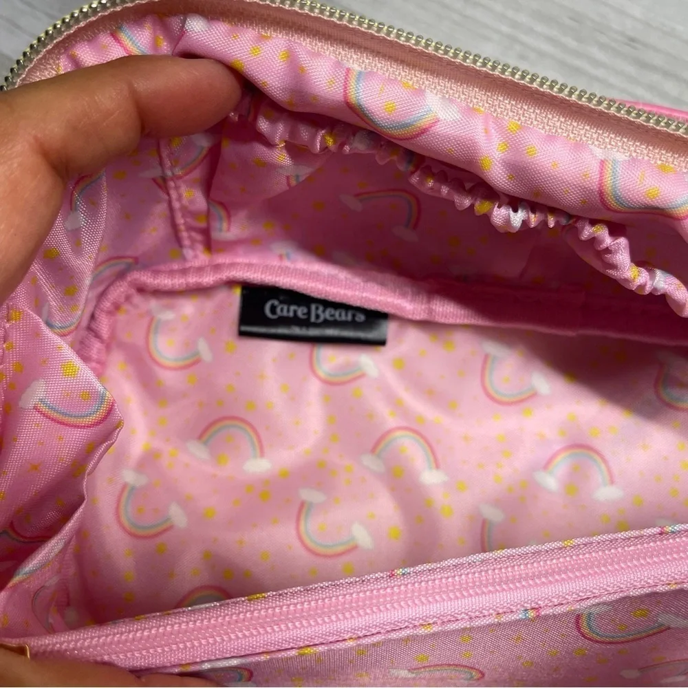 Impressions Care Bears Pink Plush Unfold Travel Makeup Cosmetic Zip Pouch New
